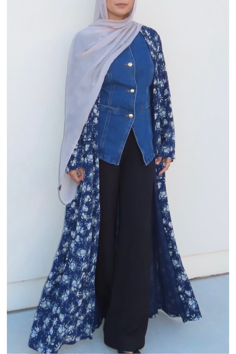 Chiffon Floral Open Abaya
