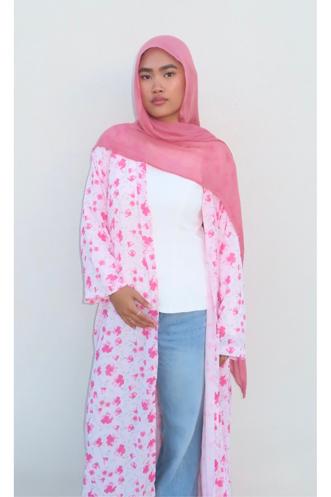 Chiffon Floral Open Abaya