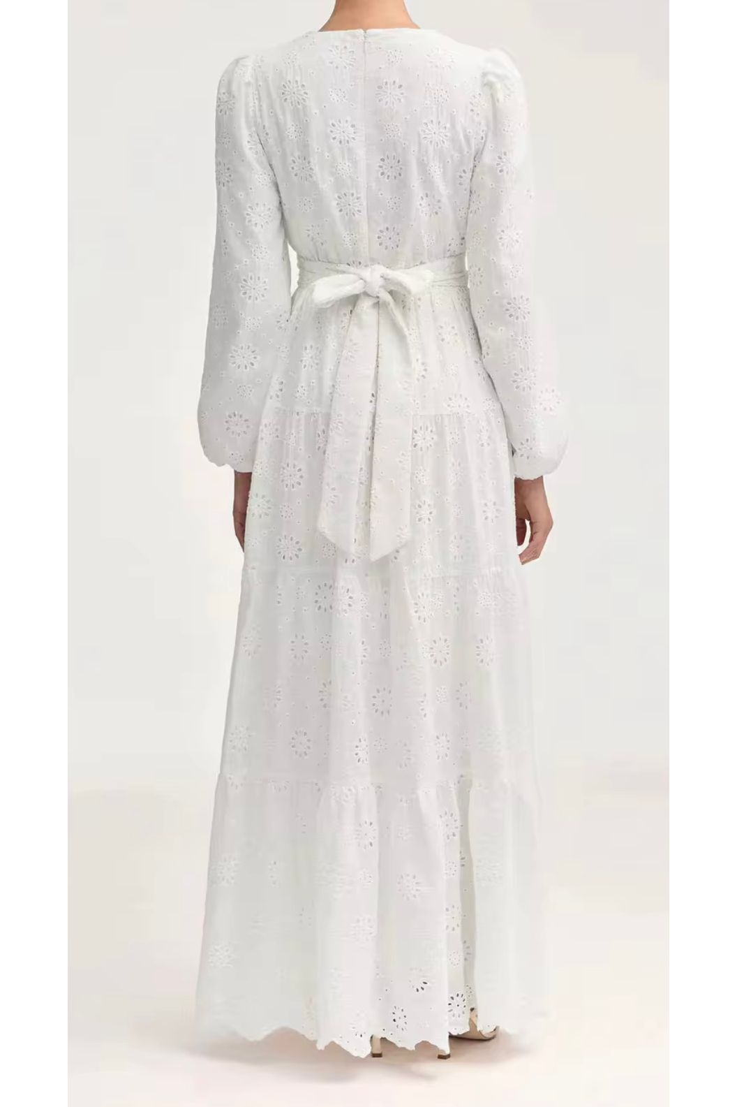 White cotton eyelet dress