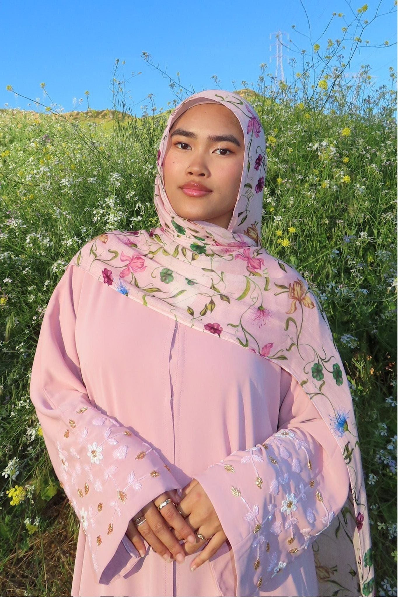 Floral handbead Abaya
