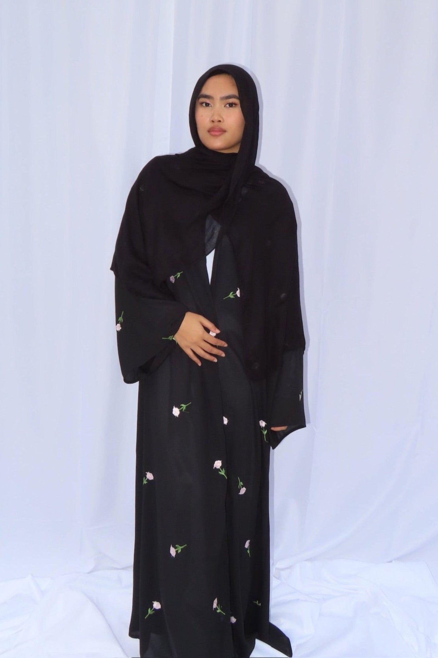Floral Open Abaya