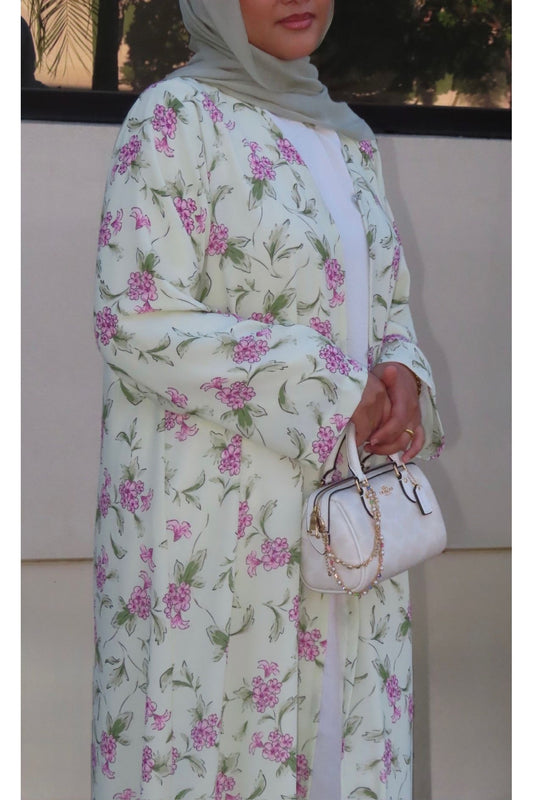Chiffon Floral Open Abaya