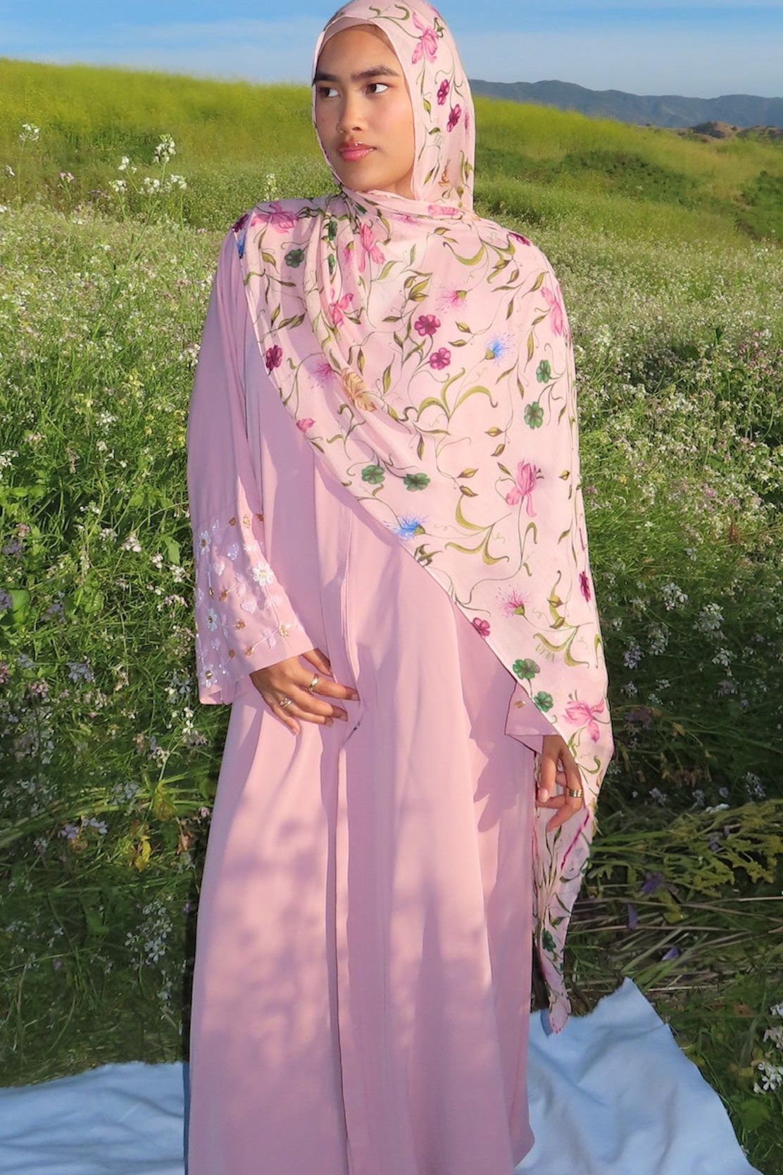 Floral handbead Abaya